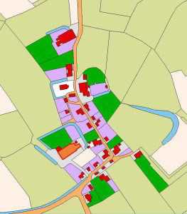 Kaart Oosterwijtwerd centrum - dorpstraat Oosterwijtwerd in 1832