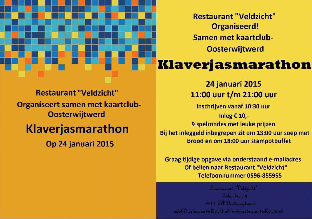 klaverjasmarathon 24 januari 2015