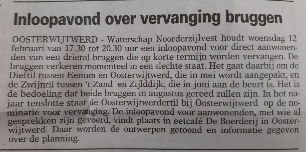 inloopavond in de krant